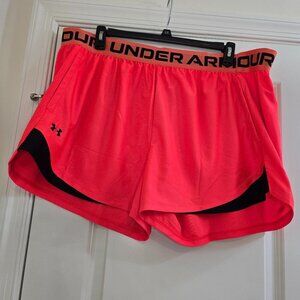 Under Armour Play Up 2.0 Short - 3.5" Inseam - Neon Coral and Black
